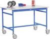 Manuflex BB4001.5012 Beistelltisch BASIS mobil mit Melamin-Tischplatte in Lichtblau RAL 5012, BxTxH: 750 x 500 x 850 mm Licht-Blau (RAL 5012)