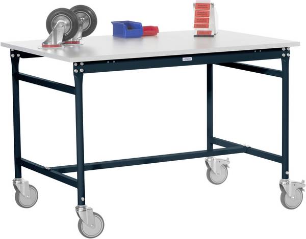 Manuflex BB4051.7016  Beistelltisch BASIS mobil mit Melamin-Tischplatte in Anthrazit RAL 7016, BxTxH: 1500 x 600 x 850 mm  Anthrazit
