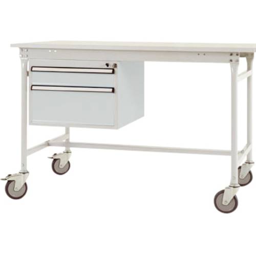 Manuflex ZB4582.7035 Gehäuse-Unterbau mobil, Nutzhöhe 2 Schubfächer mm mit lichtgrau RAL 7035. Für Tischtiefe 800 mm