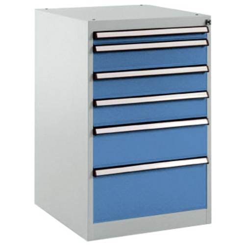 Manuflex SP1007.0002 Schubfachschrank BASETEC Stationär, Nutzhöhe 700 mm mit 6 Schubfächern, in lichtgrau RAL 7035/brill...