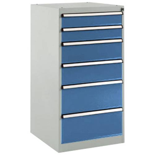 Manuflex SP1042.0002 Schubfachschrank BASETEC Stationär, Nutzhöhe 900 mm mit 6 Schubfächern, in lichtgrau RAL 7035/brill...