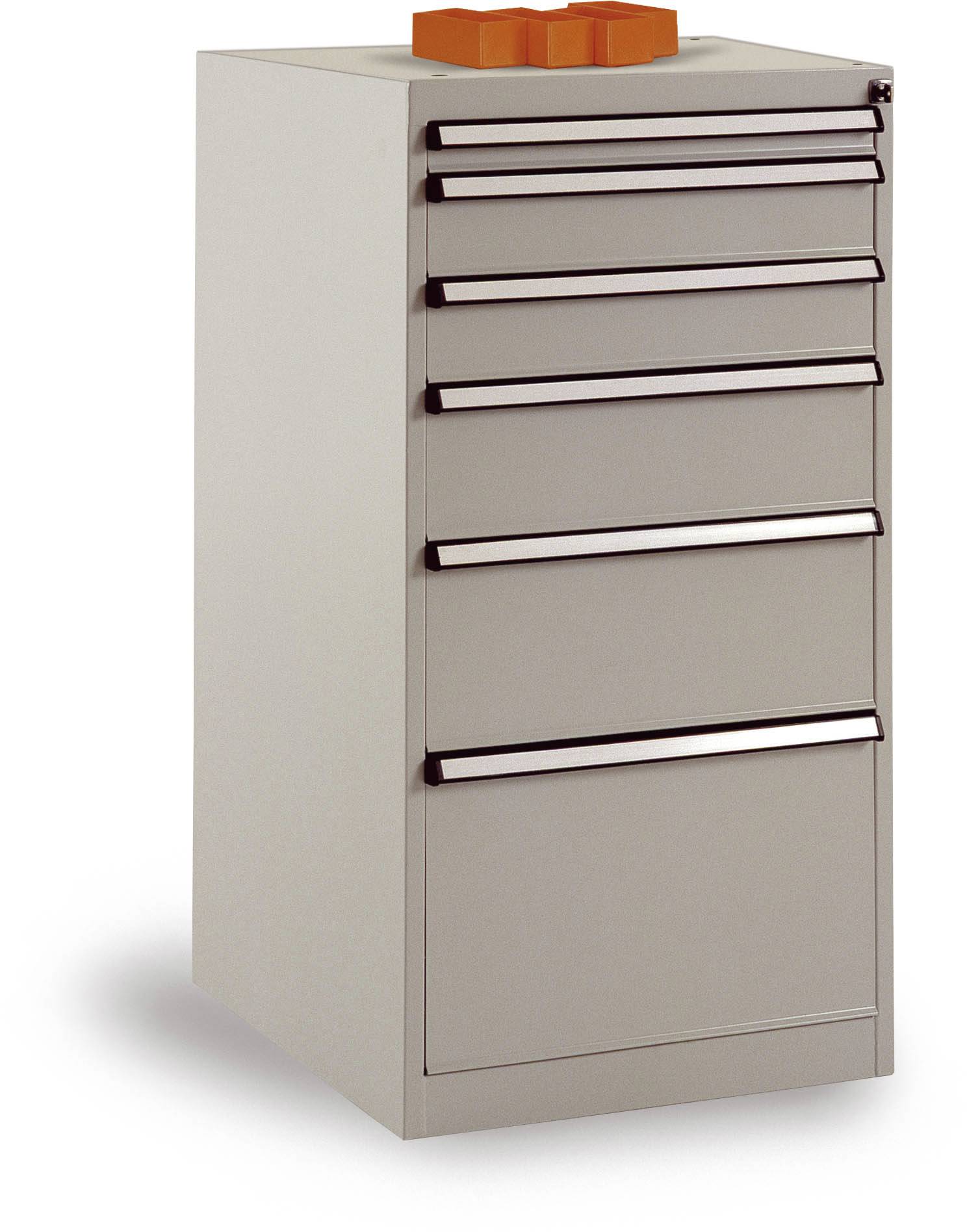 Manuflex TP1046.0002 Schubfachschrank BASETEC Stationär, Nutzhöhe 900 mm mit 6 Schubfächern, in lichtgrau RAL 7035/brill...