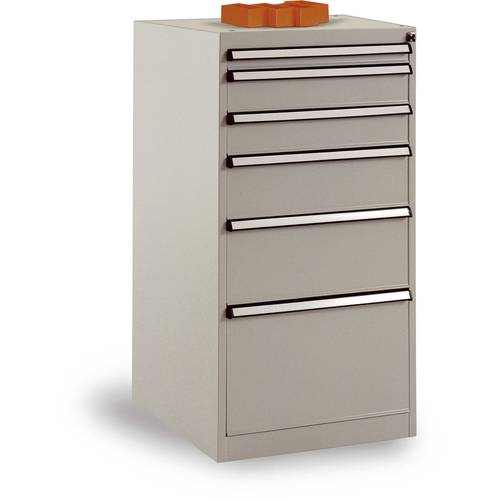 Manuflex TP1046.0002 Schubfachschrank BASETEC Stationär, Nutzhöhe 900 mm mit 6 Schubfächern, in lichtgrau RAL 7035/brill...