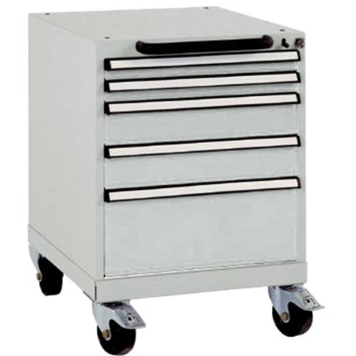 Manuflex SP1023.7035 Schubfachschrank BASETEC mobil, Nutzhöhe 500 mm mit 5 Schubfächern, in lichtgrau RAL 7035