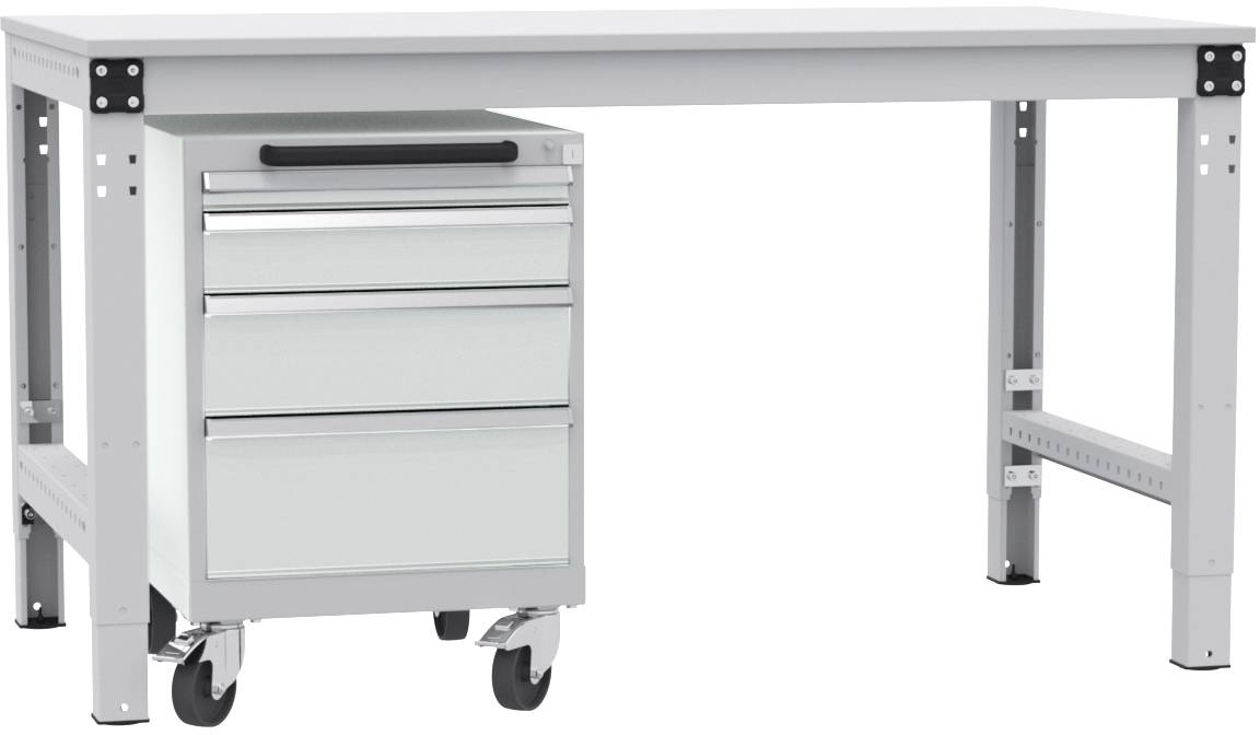 Manuflex TP1043.7035 Schubfachschrank BASETEC mobil, Nutzhöhe 500 mm mit 4 Schubfächern, in lichtgrau RAL 7035