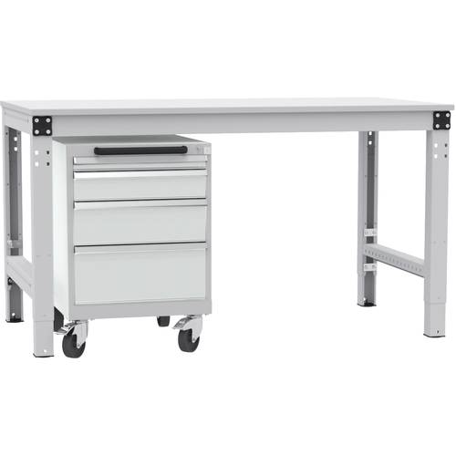 Manuflex TP1043.7035 Schubfachschrank BASETEC mobil, Nutzhöhe 500 mm mit 4 Schubfächern, in lichtgrau RAL 7035