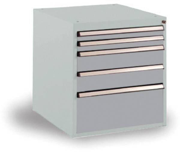 Manuflex SP1122.9006  Schubfachschrank BASETEC Stationär, Nutzhöhe 500 mm mit 5 Schubfächern, in alusilber ähnlich RAL 9006
