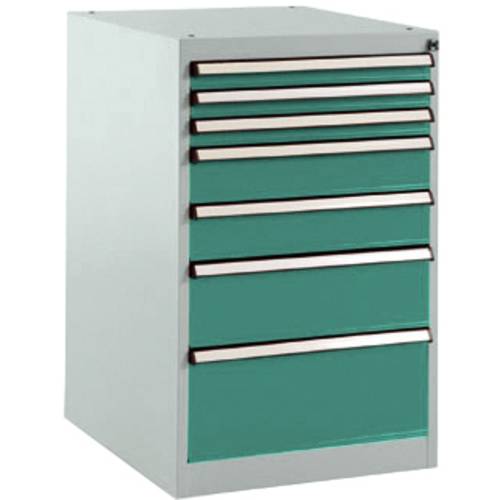 Thumbnail - Manuflex SP1128.0001 Schubfachschrank BASETEC Stationär, Nutzhöhe 700 mm mit 7 Schubfächern, in graugrün HF 0001