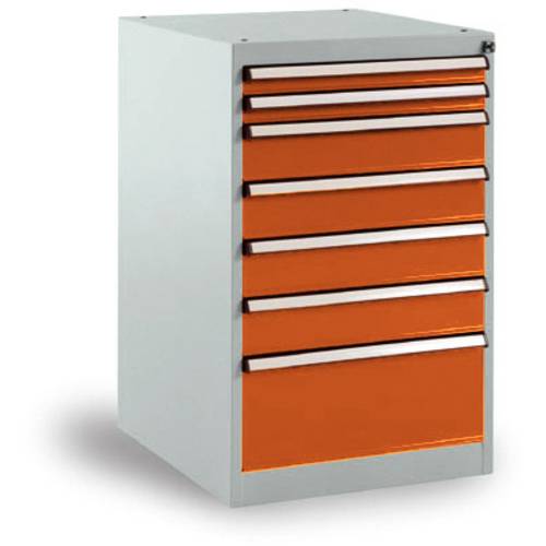 Thumbnail - Manuflex SP1130.2001 Schubfachschrank BASETEC Stationär, Nutzhöhe 700 mm mit 7 Schubfächern, in rotorange RAL 2001
