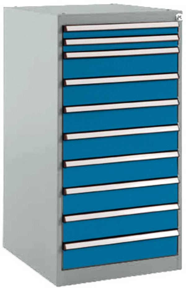 Manuflex SP1118.5007  Schubfachschrank BASETEC Stationär, Nutzhöhe 900 mm mit 10 Schubfächern, in brillantblau RAL 5007
