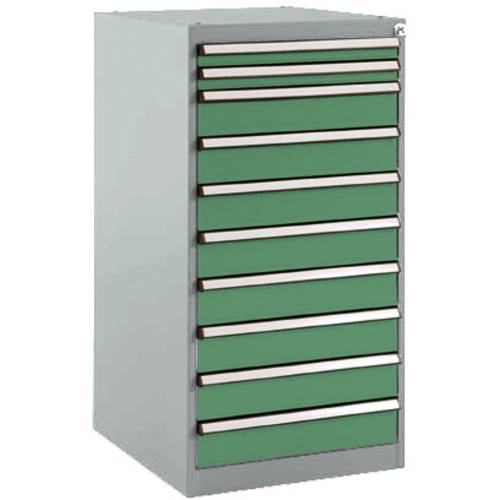Thumbnail - Manuflex SP1118.6011 Schubfachschrank BASETEC Stationär, Nutzhöhe 900 mm mit 10 Schubfächern, in resedagrün RAL 6011