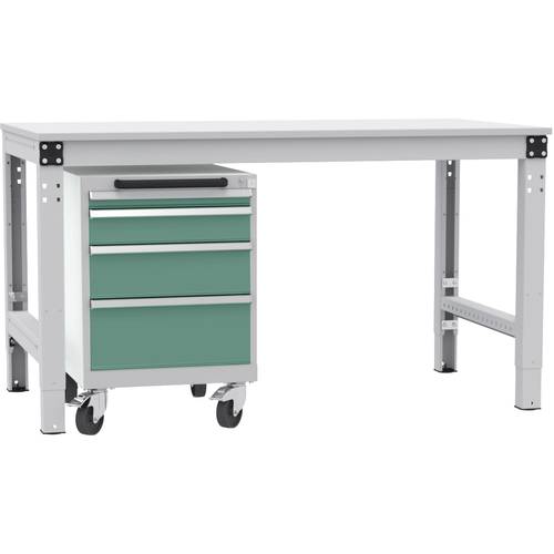 Thumbnail - Manuflex TP1143.0001 Schubfachschrank BASETEC mobil, Nutzhöhe 500 mm mit 4 Schubfächern, in graugrün HF 0001