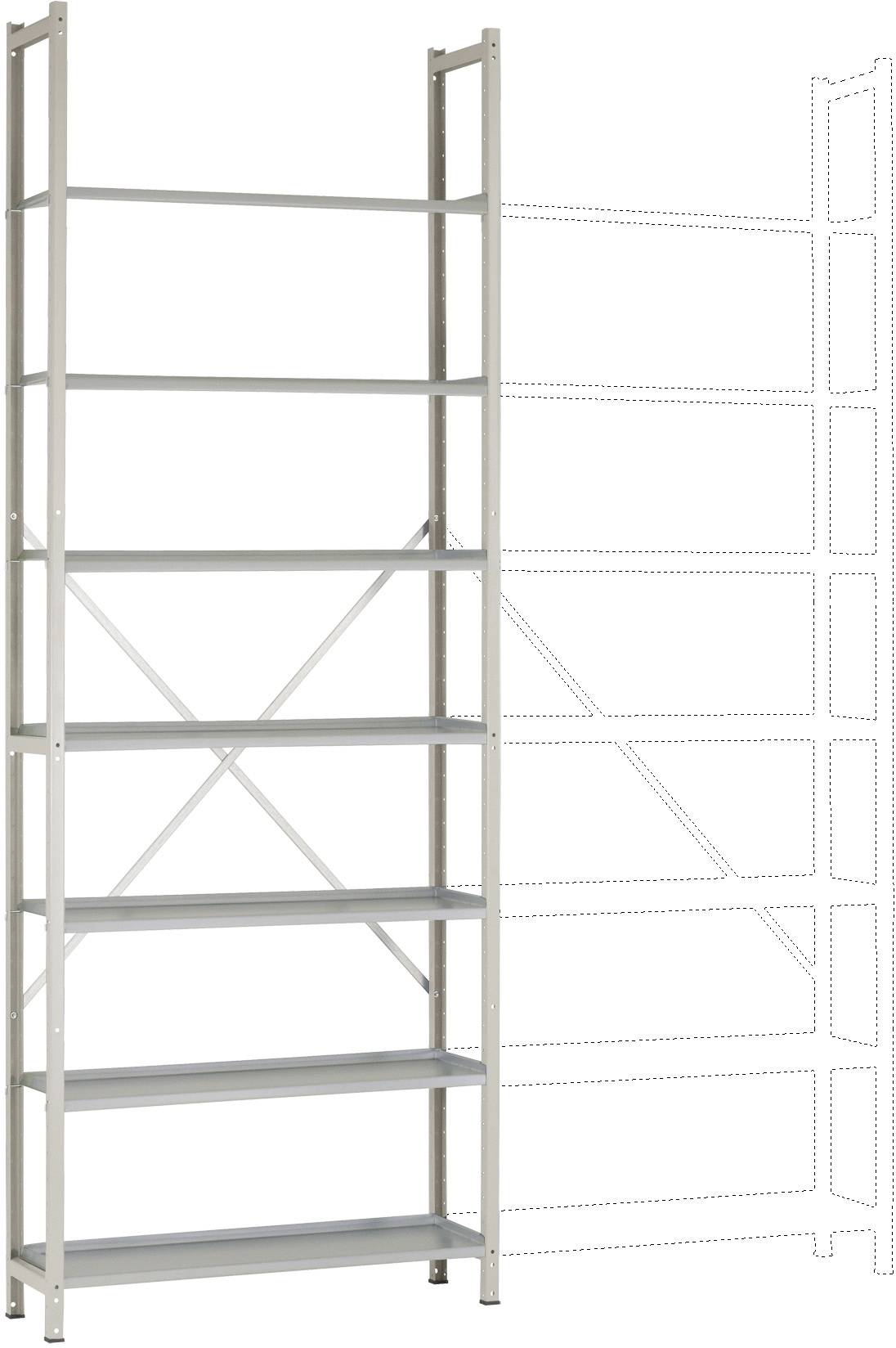 Manuflex RA2225.7035 Fachbodenregal-Grundmodul (B x H x T) 960 x 2250 x 300 mm Stahlboden