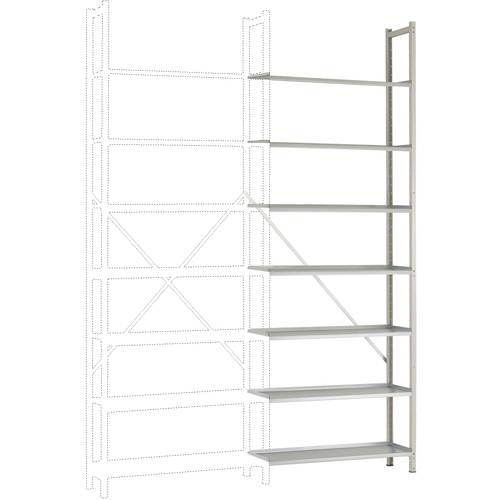 Thumbnail - Manuflex RA2226.7035 Fachbodenregal-Anbaumodul (B x H x T) 960 x 2250 x 300 mm Stahlboden