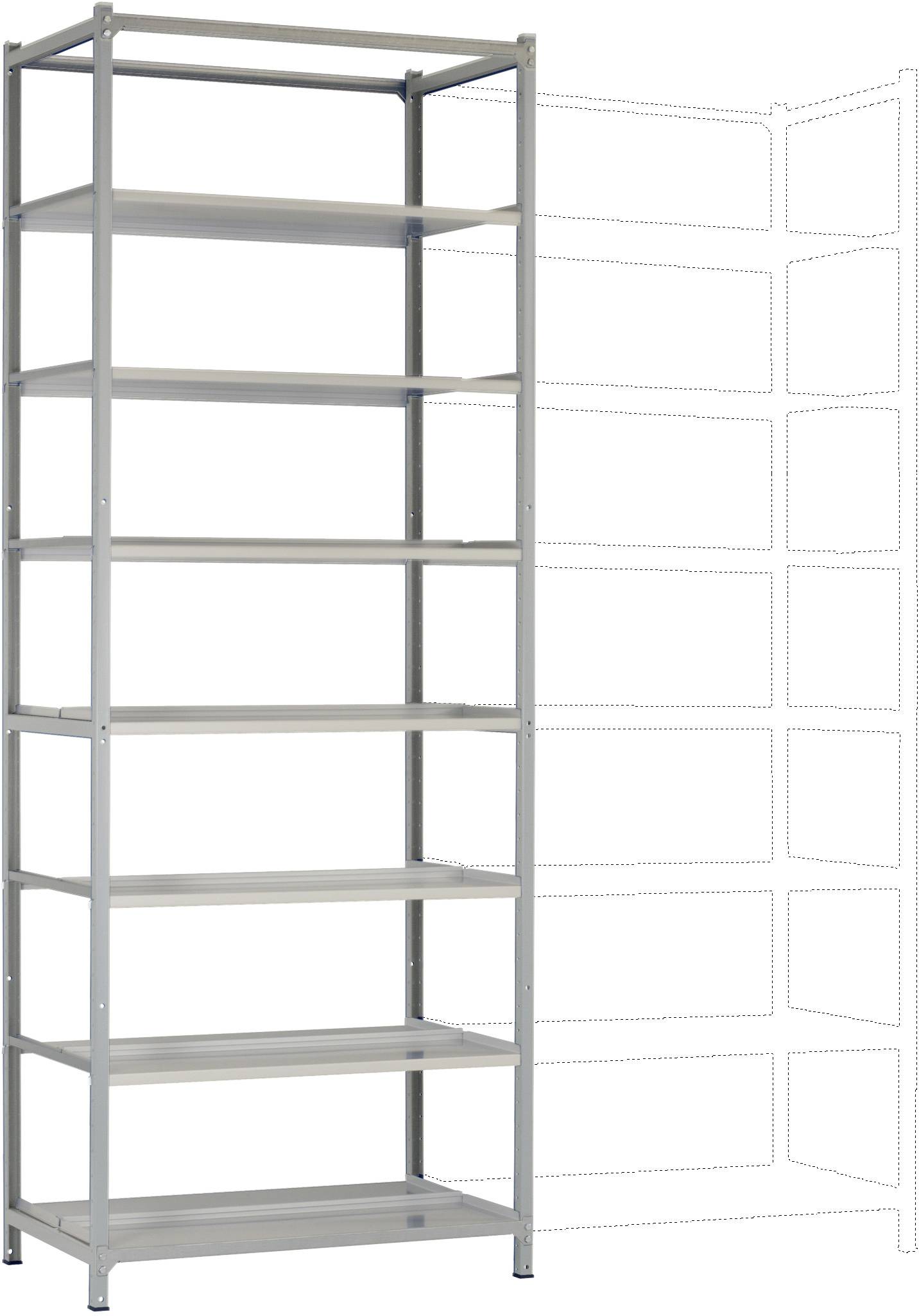 Manuflex RA2245.7035 Fachbodenregal-Grundmodul (B x H x T) 960 x 2600 x 300 mm Stahlboden