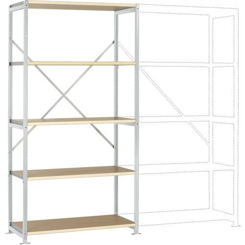Manuflex RP1012.7035 Fachbodenregal-Grundmodul (B x H x T) 1030 x 2000 x 500 mm Holzboden