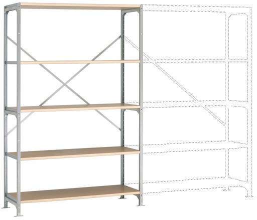 Manuflex RM2120 Fachbodenregal-Grundmodul (B x H x T) 1250 x 2000 x 800 mm Holzboden