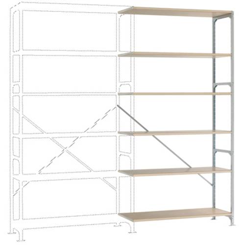 Thumbnail - Manuflex RB2373 Fachbodenregal-Anbaumodul (B x H x T) 960 x 2250 x 300 mm Holzboden