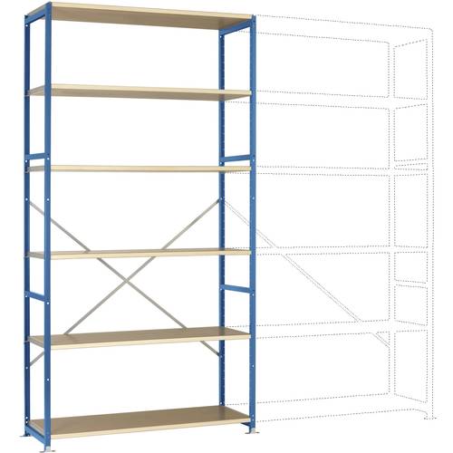 Thumbnail - Manuflex RP1336.5007 Fachbodenregal-Grundmodul (B x H x T) 1280 x 2500 x 700 mm Holzboden
