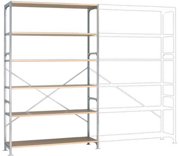 Manuflex RB2565 Fachbodenregal-Grundmodul (B x H x T) 1530 x 2000 x 500 mm Holzboden