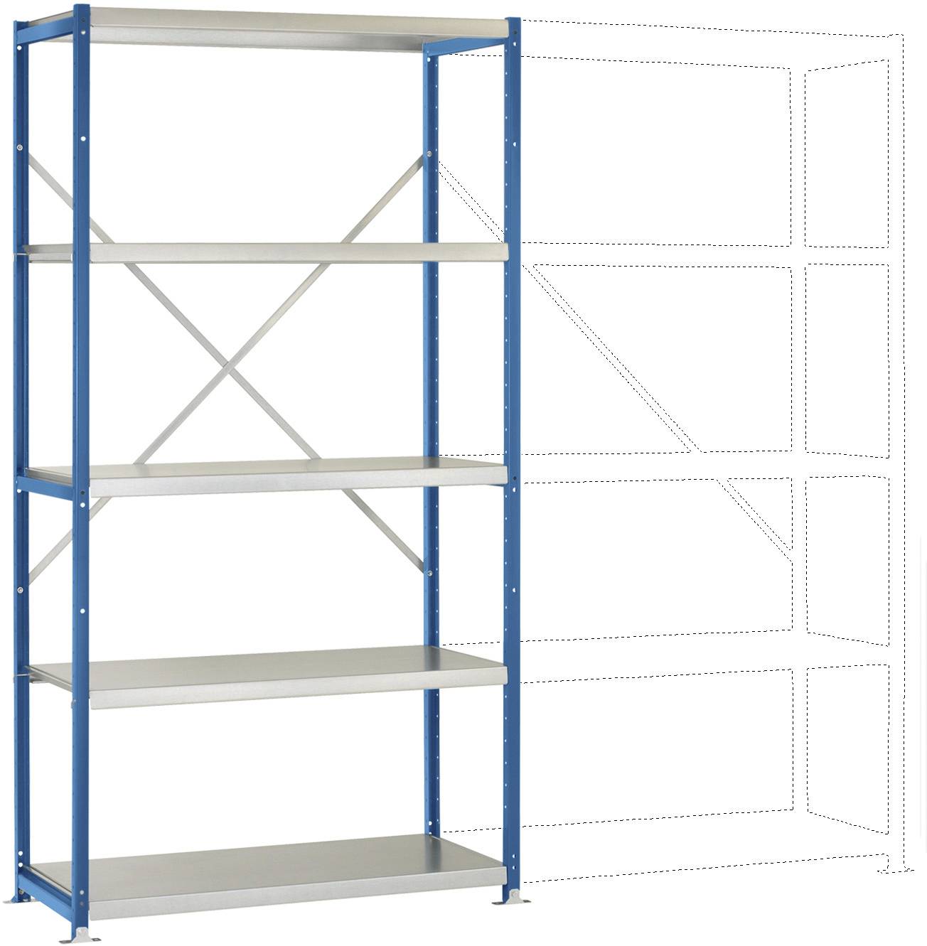 Manuflex RP1018.5007 Fachbodenregal-Grundmodul (B x H x T) 1030 x 2000 x 400 mm Stahlboden