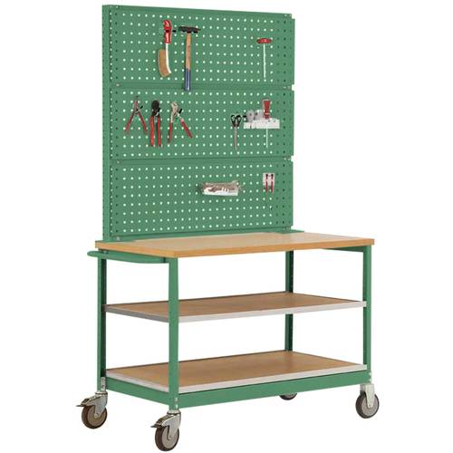 Manuflex MW2011.6011 Mobile Werkbank Modell 3 mit geölter Multiplex-Abdeckplatte 30 mm BxTxH 1135 x 590 x 810 mm