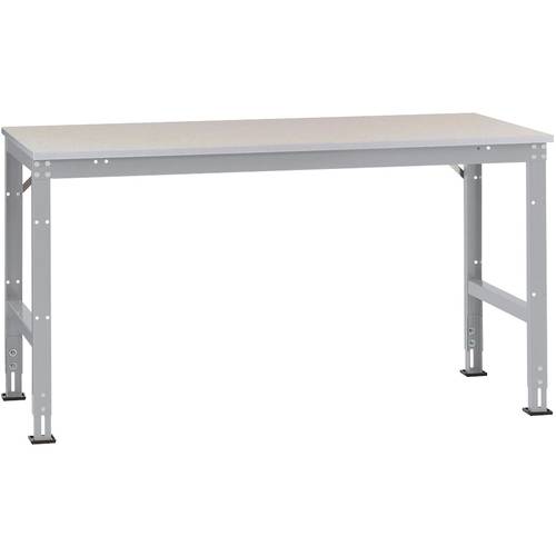 Thumbnail - Manuflex AU4014.9006 Arbeits-Grundtisch UNIVERSAL Standard mit Blechbelagplatte, BxTxH = 1000 x 800 x 760-870 mm Alusilb...
