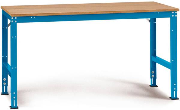 Manuflex AU4125.5012  Arbeits-Grundtisch UNIVERSAL Standard mit Multiplexplatte, BxTxH = 2000 x 1000 x 760-870 mm  Licht-Blau (RAL 5012)