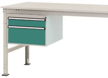 Manuflex ZB4567.0001 Gehäuse-Unterbau Mobil, Nutzhöhe 300 mm mit 2 Schubfächer. Für Tischtiefe 1200 mm