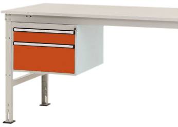 Manuflex ZB4565.2001 Gehäuse-Unterbau Mobil, Nutzhöhe 300 mm mit 2 Schubfächer. Für Tischtiefe 800 mm