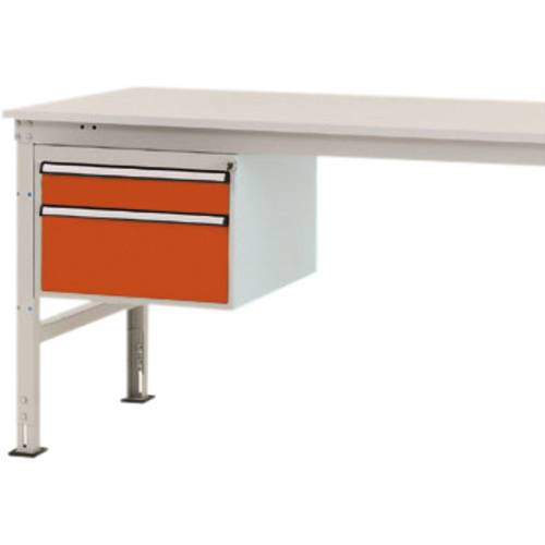 Manuflex ZB4565.2001 Gehäuse-Unterbau Mobil, Nutzhöhe 300 mm mit 2 Schubfächer. Für Tischtiefe 800 mm