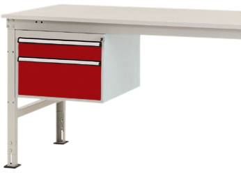 Manuflex ZB4566.3003 Gehäuse-Unterbau Mobil, Nutzhöhe 300 mm mit 2 Schubfächer. Für Tischtiefe 1000 mm
