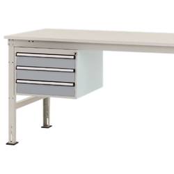 Manuflex ZB4617.9006 Gehäuse-Unterbau Mobil, Nutzhöhe 300 mm mit 3 Schubfächer. Für Tischtiefe 1200 mm