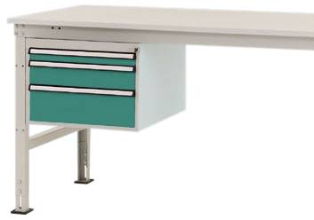 Manuflex ZB4667.0001 Gehäuse-Unterbau Mobil, Nutzhöhe 300 mm mit 3 Schubfächer. Für Tischtiefe 1200 mm