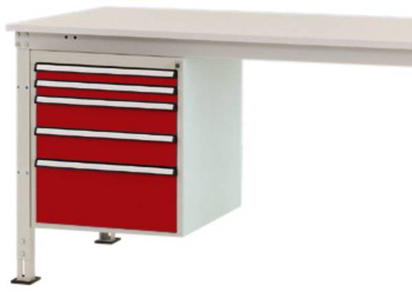 Manuflex ZB4862.3003 Gehäuse-Unterbau Stationär, Nutzhöhe 500 mm mit 5 Schubfächer. Für Tischtiefe 800 mm