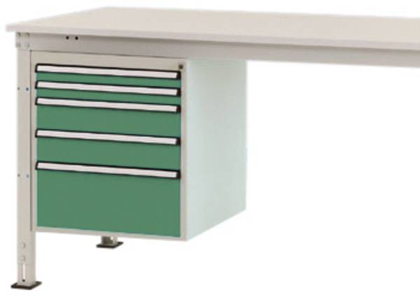 Manuflex ZB4864.6011 Gehäuse-Unterbau Stationär, Nutzhöhe 500 mm mit 5 Schubfächer. Für Tischtiefe 1200 mm
