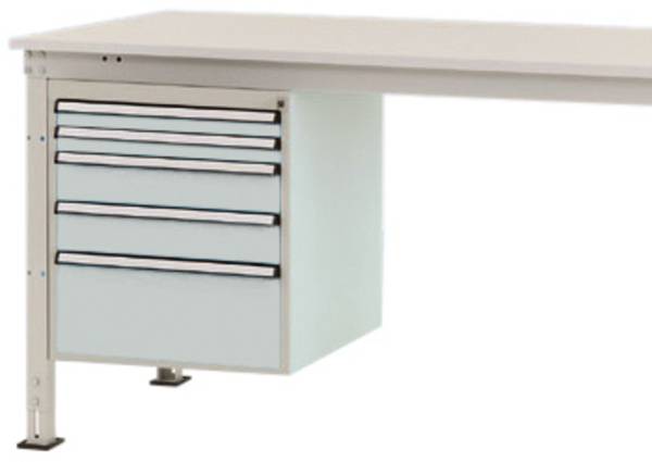 Manuflex ZB4862.7035  Gehäuse-Unterbau Stationär, Nutzhöhe 500 mm mit 5 Schubfächer. Für Tischtiefe 800 mm