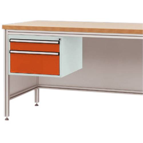 Thumbnail - Manuflex ZB4572.2001 Gehäuse-Unterbau für ALU-Arbeitstische, Nutzhöhe 300 mm mit 2 Schubfächern, für Tischtiefe 800 mm