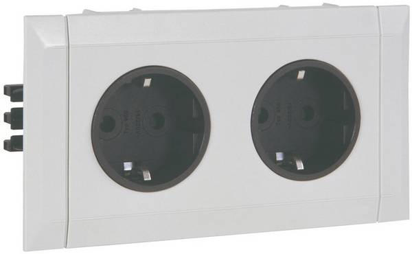 Manuflex ZB0931 Schutzkontakt-Doppelsteckdose fertig montiert für verdrahteten Energiekanal, BxTxH= 136 x 54 x 78 mm