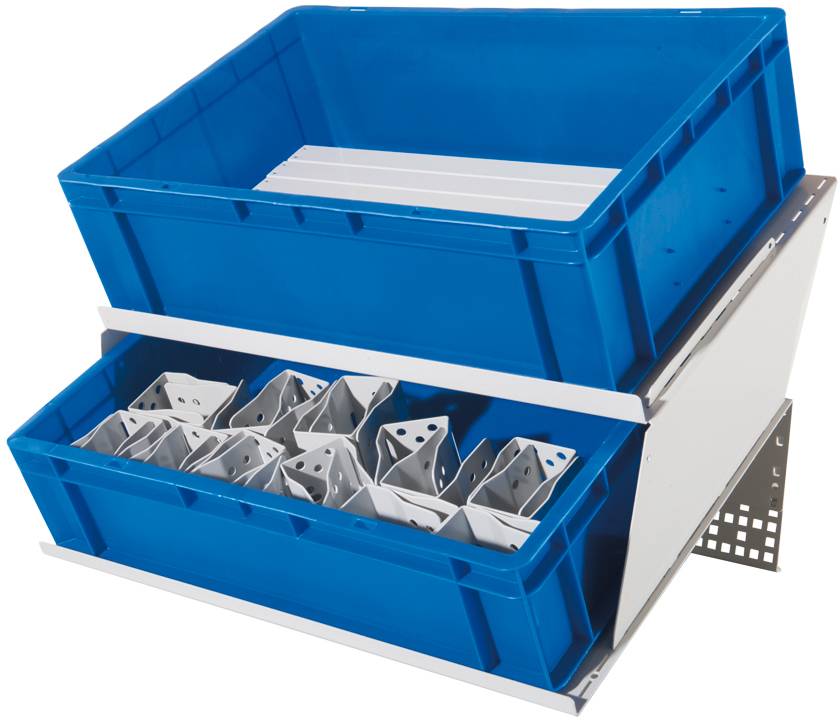 Manuflex ZB4799.7035 Behälterstandkonsolen-Aufsatz zur Bereitstellung einer 2 Arbeitsebene, Breite x Tiefe = 600 x 400 mm