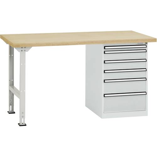 Manuflex TP5088.7035 Werkbanksystem COMBI Modell 2 mit Multiplexplatte, BxTxH = 1500 x 700 x 840 mm