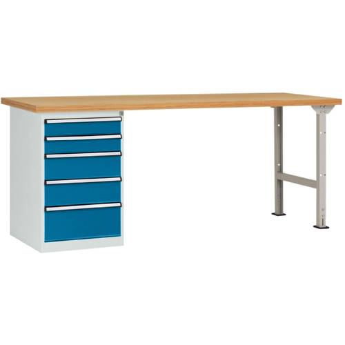 Manuflex WC5102.0002 Werkbanksystem COMBI Modell 3 mit Multiplexplatte, BxTxH = 2000 x 700 x 840 mm
