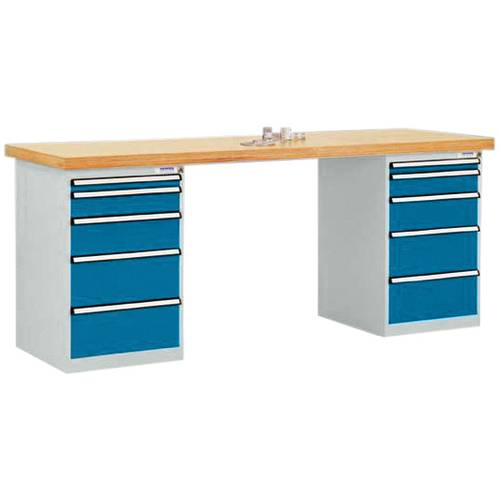 Manuflex TP5091.0002 Werkbanksystem COMBI, 2 Gehäuse Modell 1 mit Multiplexplatte, BxTxH = 2000 x 700 x 840 mm