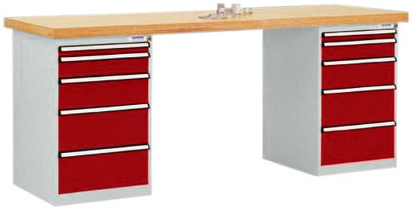 Manuflex TP5091.3003 Werkbanksystem (B x T) 2000 mm x 700 mm Rubin-Rot