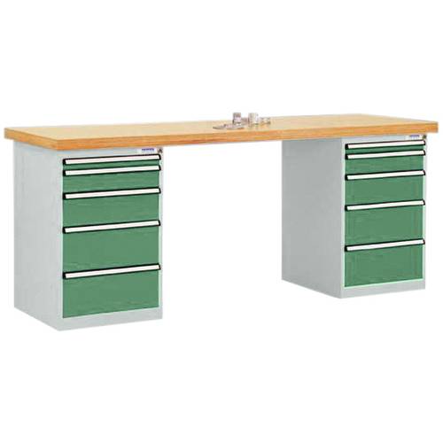 Manuflex TP5091.6011 Werkbanksystem COMBI, 2 Gehäuse Modell 1 mit Multiplexplatte, BxTxH = 2000 x 700 x 840 mm