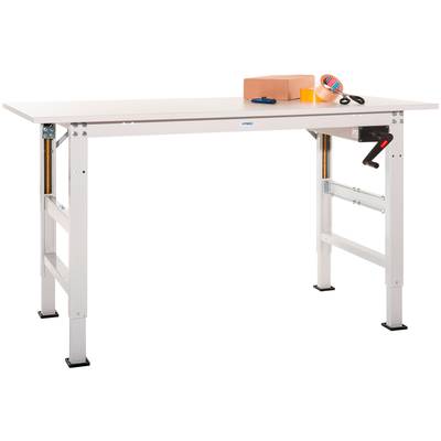 Manuflex AS0023.7035 Packtisch PACKPOOL Ergo K mit Melaminplatte, BxTxH = 1750 x 800 x 722-1022 mm Lichtgrau (RAL 7035)