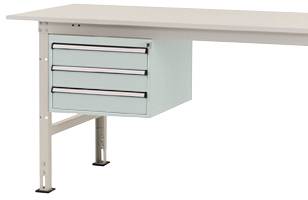 Manuflex AS0004.7035 Gehäuse-Unterbau PACKPOOL, Nutzhöhe 300 mm mit 3 Schubfächern. Für Tischtiefe 800 mm