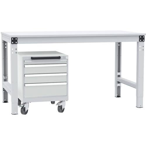 Manuflex SP1193.7035 Schubfachschrank BASETEC mobil, Nutzhöhe 400 mm mit 4 Schubfächern, in lichtgrau RAL 7035