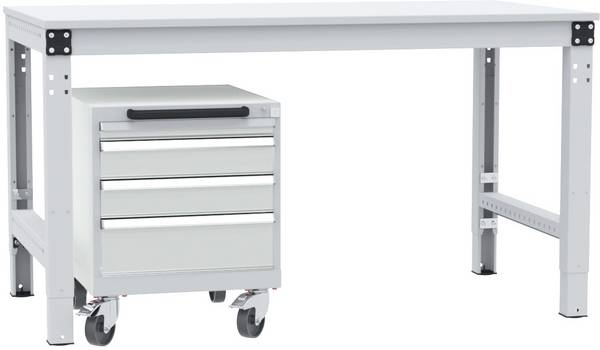 Manuflex SP1193.7035  Schubfachschrank BASETEC mobil, Nutzhöhe 400 mm mit 4 Schubfächern, in lichtgrau RAL 7035