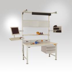 Manuflex LZ4662.0002 ESD ESD-Gehäuse-Unterbau, Nutzhöhe 300 mm mit 3 Schubfächern. Für Tischtiefe 800 mm